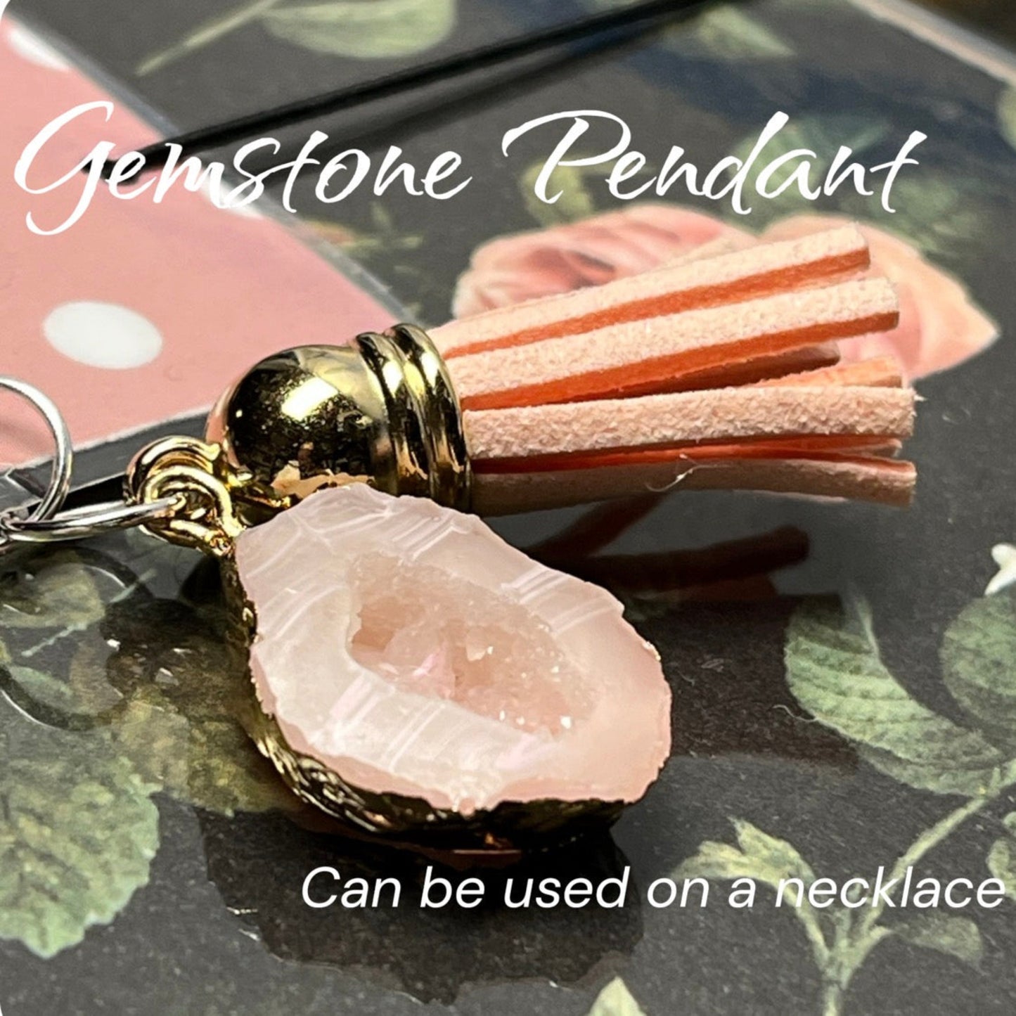 handmade notebook rose theme you are the best tag with stone charm and tassel