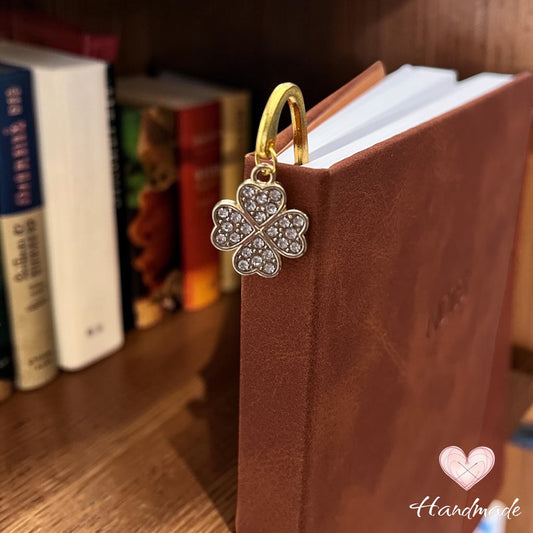 Bookmark - Hook Style- Golden - Lucky 4 Leaf Clover
