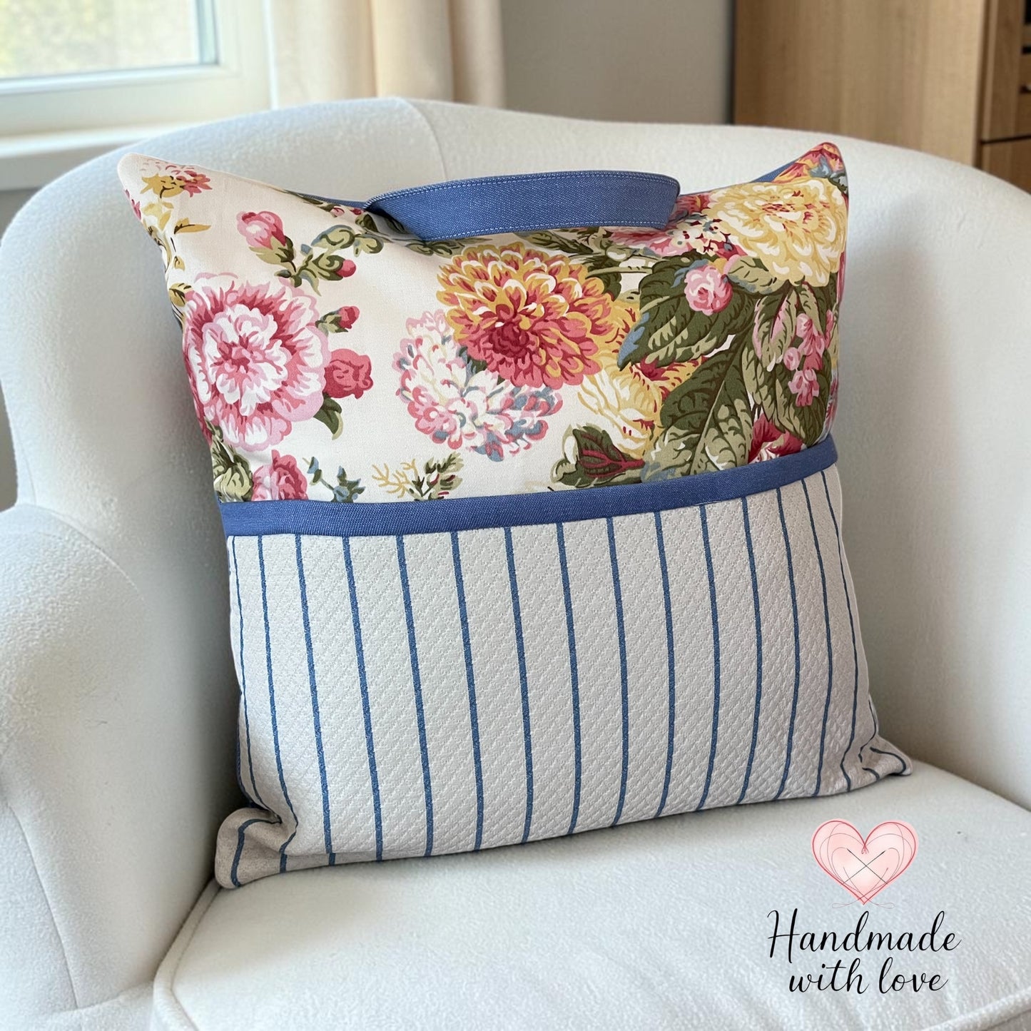 Reading Pillow - Lap Pillow - Denim Floral