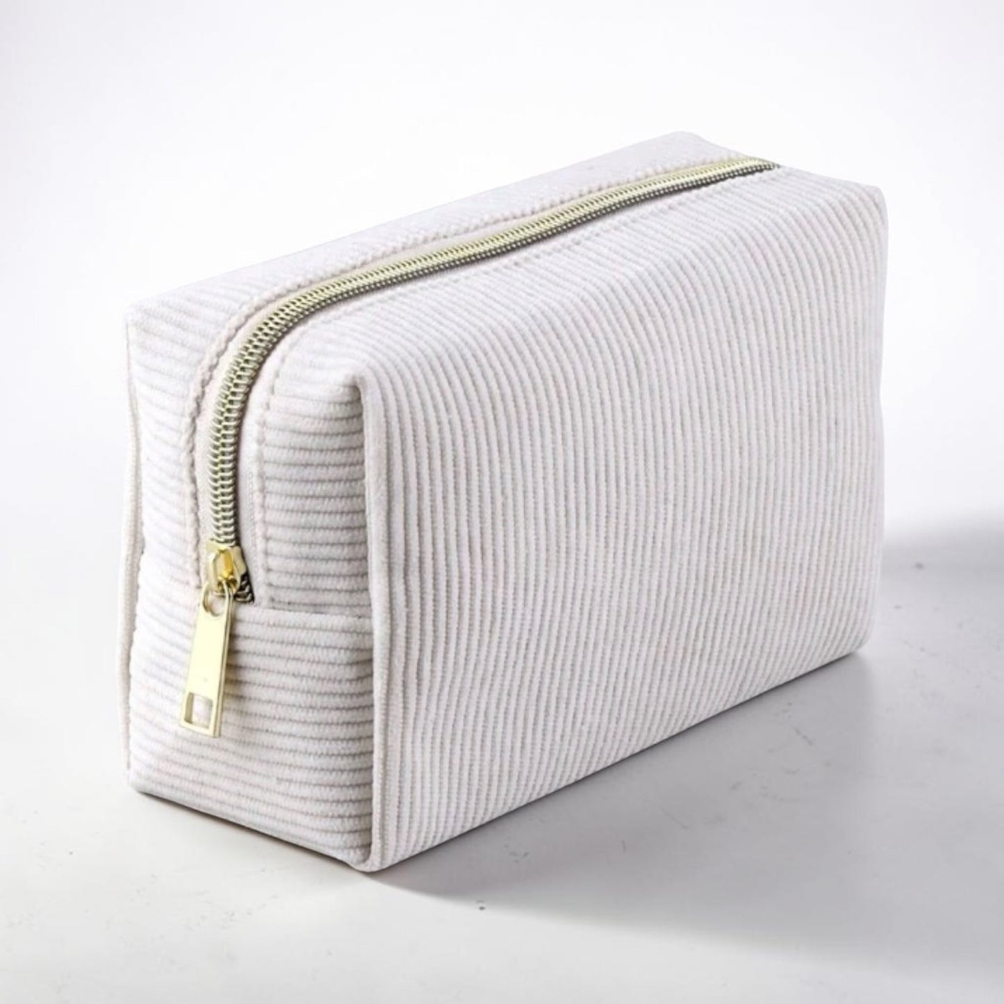 cream corduroy cosmetic bag pouch