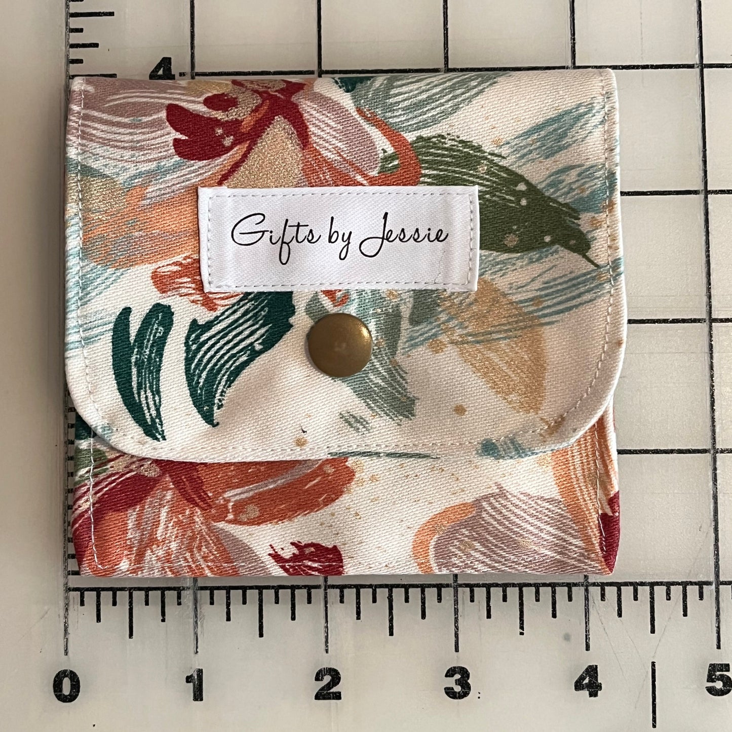 mini fabric pouch floral pattern handmade with snap closure