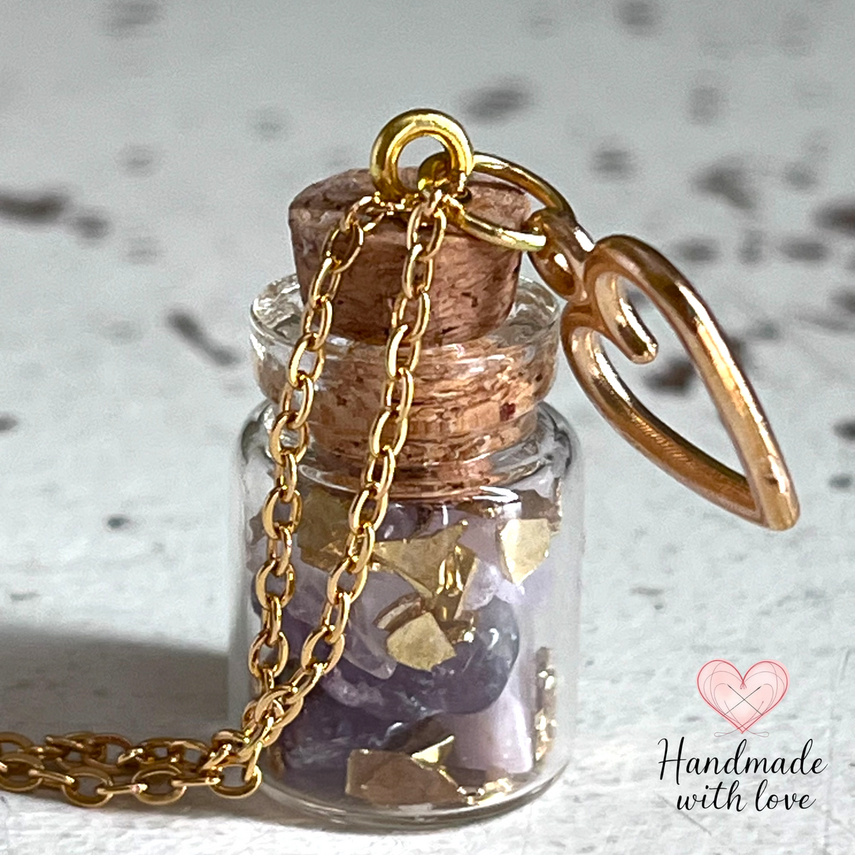 Necklace - Handmade Intention Jar - Protection & Peace (Purple)