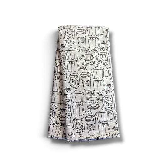 coffee theme tea towel