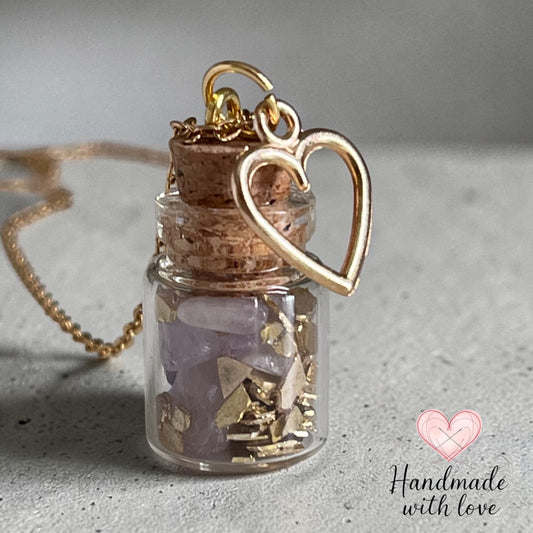 Necklace - Handmade Intention Jar - Protection & Peace (Purple)