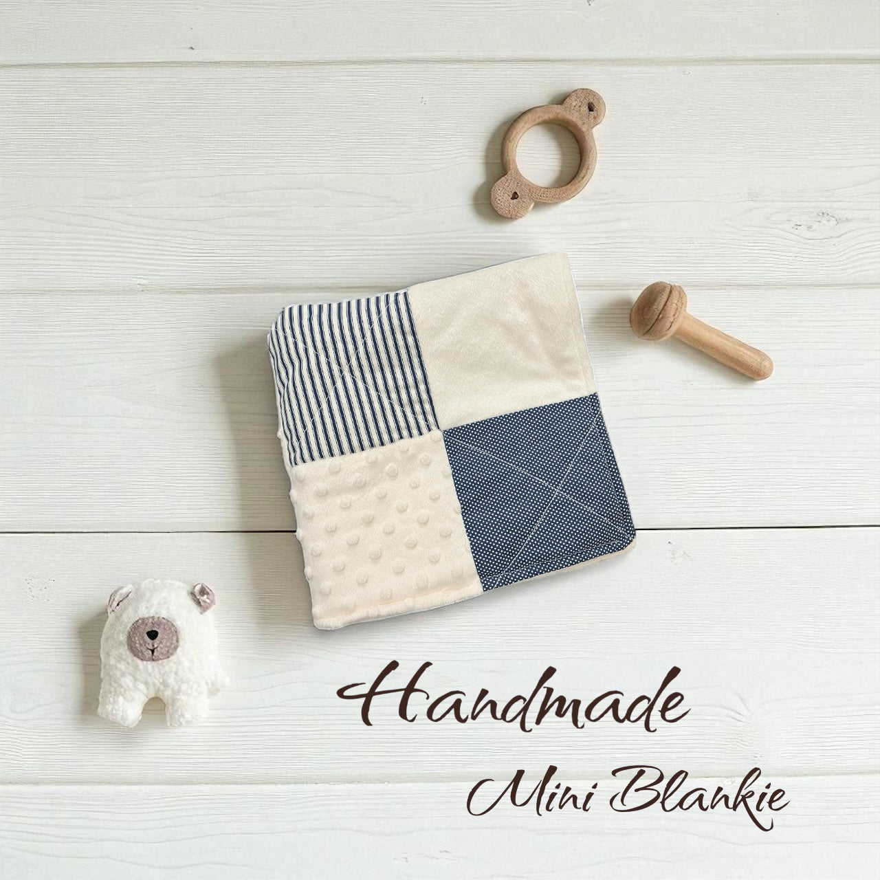 Lovey Blankie - Handmade - Classic Navy Blue Stripes