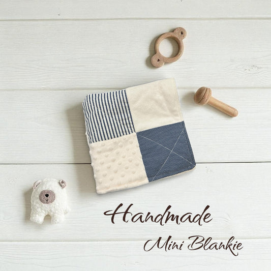 Lovey Blankie - Handmade - Classic Navy Blue Stripes