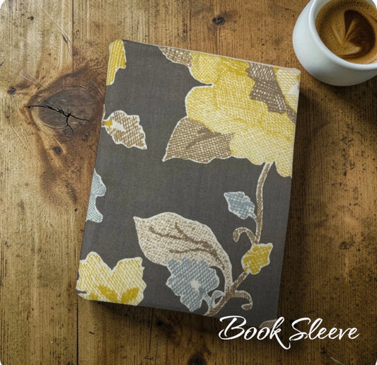 handmade fabric book sleeve yellow modern flower print