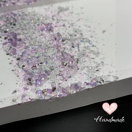 eco resin plaster Trinket tray oval shape with purple gemstone accents