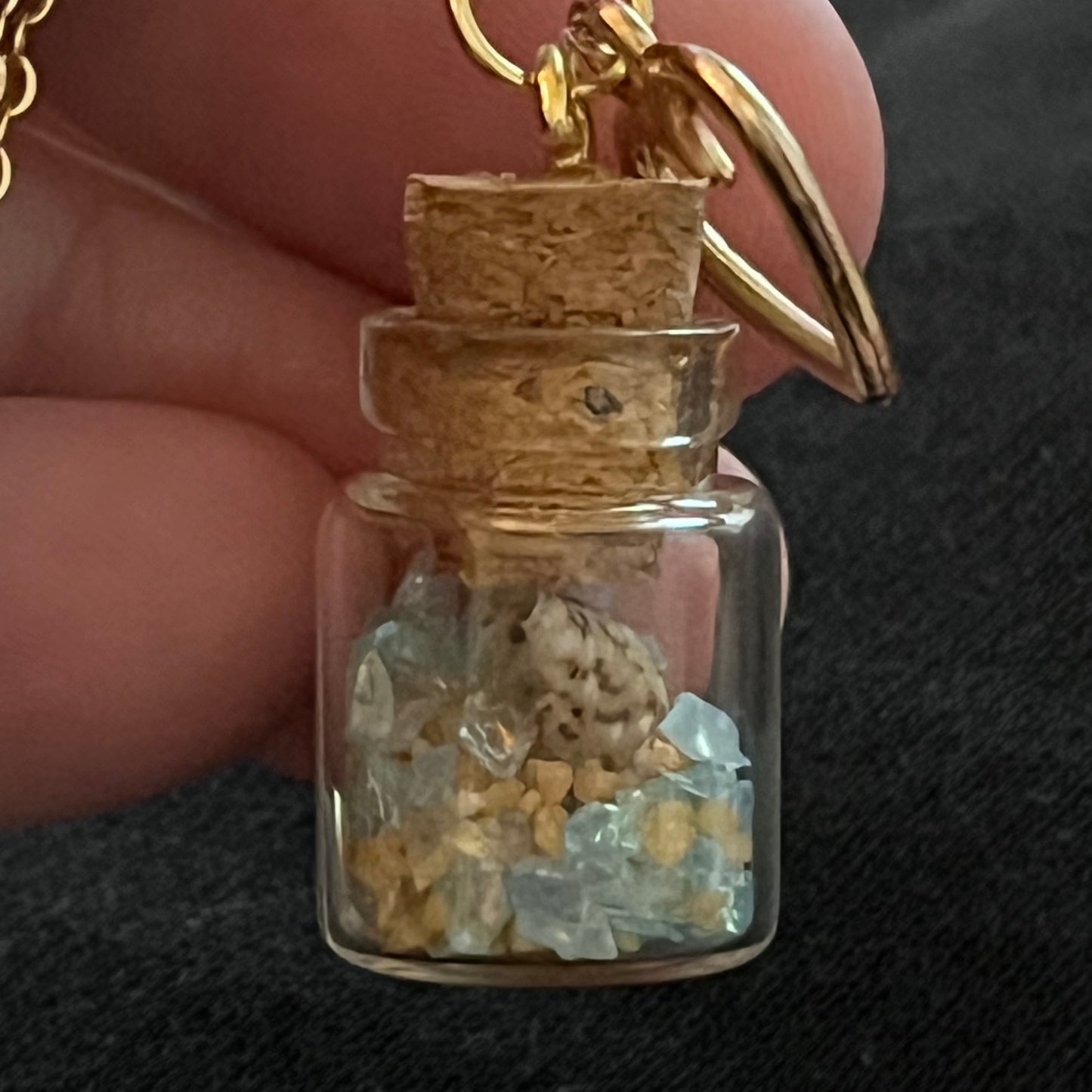 Necklace - Handmade Intention Jar - Calming (Ocean with Real Sea Shell)