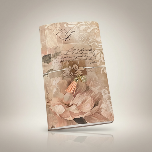 pretty floral design notebook with tassel and charm detail 