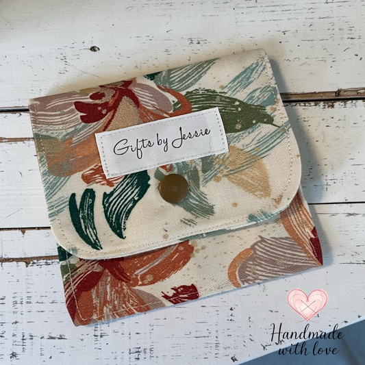 mini fabric pouch floral pattern handmade with snap closure