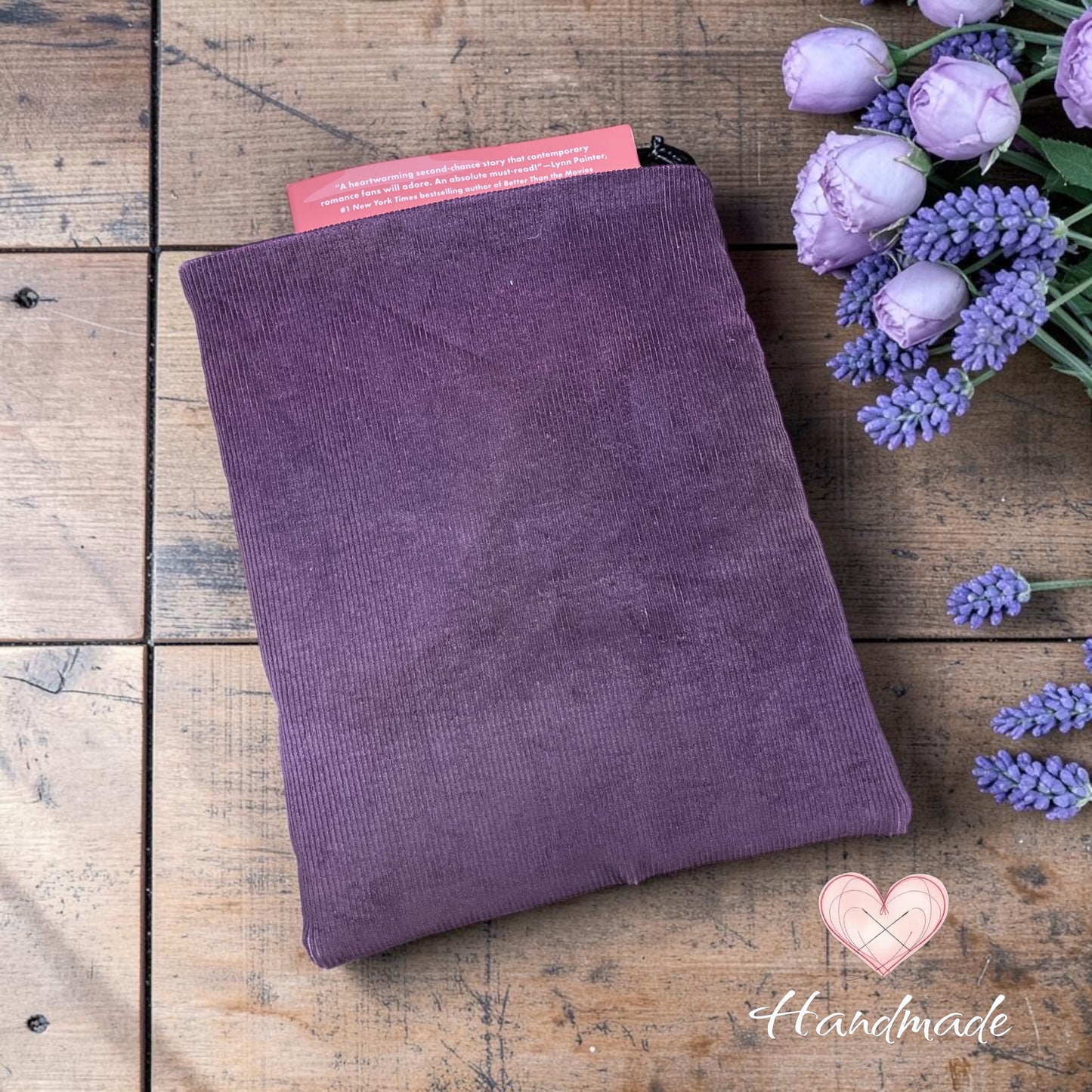 Book Sleeve - Handmade - Purple Floral -PURPLE 01