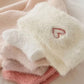 Socks - Woman’s Soft Fuzzy - Embroidered Heart (1 pair)