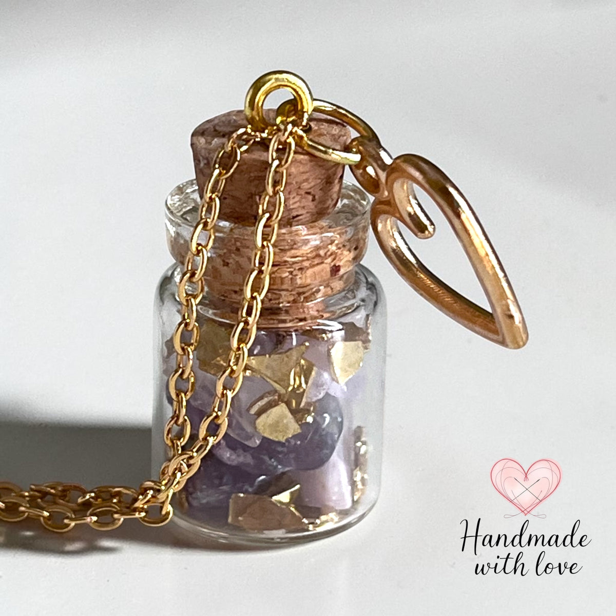 Necklace - Handmade Intention Jar - Protection & Peace (Purple)