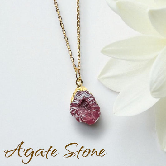 druzy stone resin pendant necklace with chain