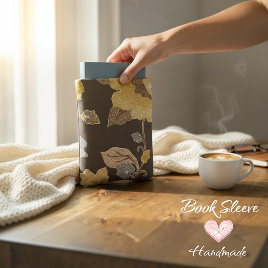 handmade fabric book sleeve yellow modern flower print