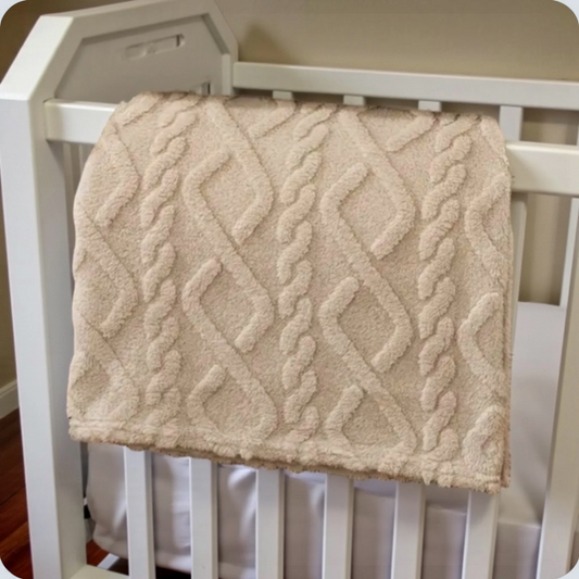 Plush baby blanket in windsor tan color light weight