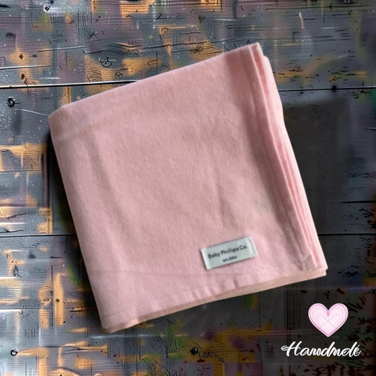Pink flannel baby receiving blanket 