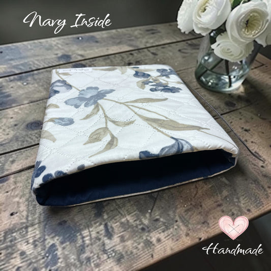 handmade book sleeve blue floral made in Windsor Ontario 