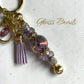 handmade lavender gold glass bead keychain