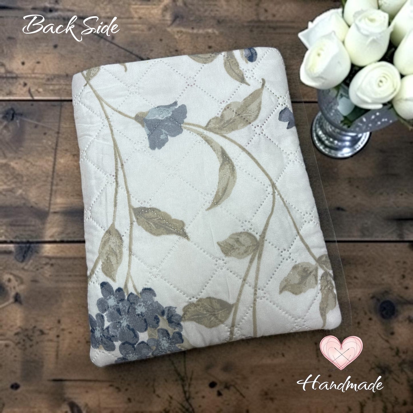 handmade book sleeve blue floral made in Windsor Ontario 