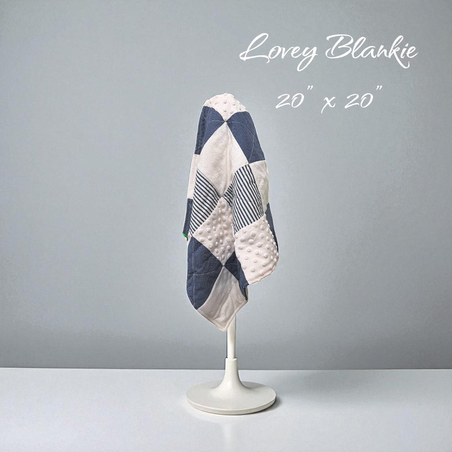 Lovey Blankie - Handmade - Classic Navy Blue Stripes