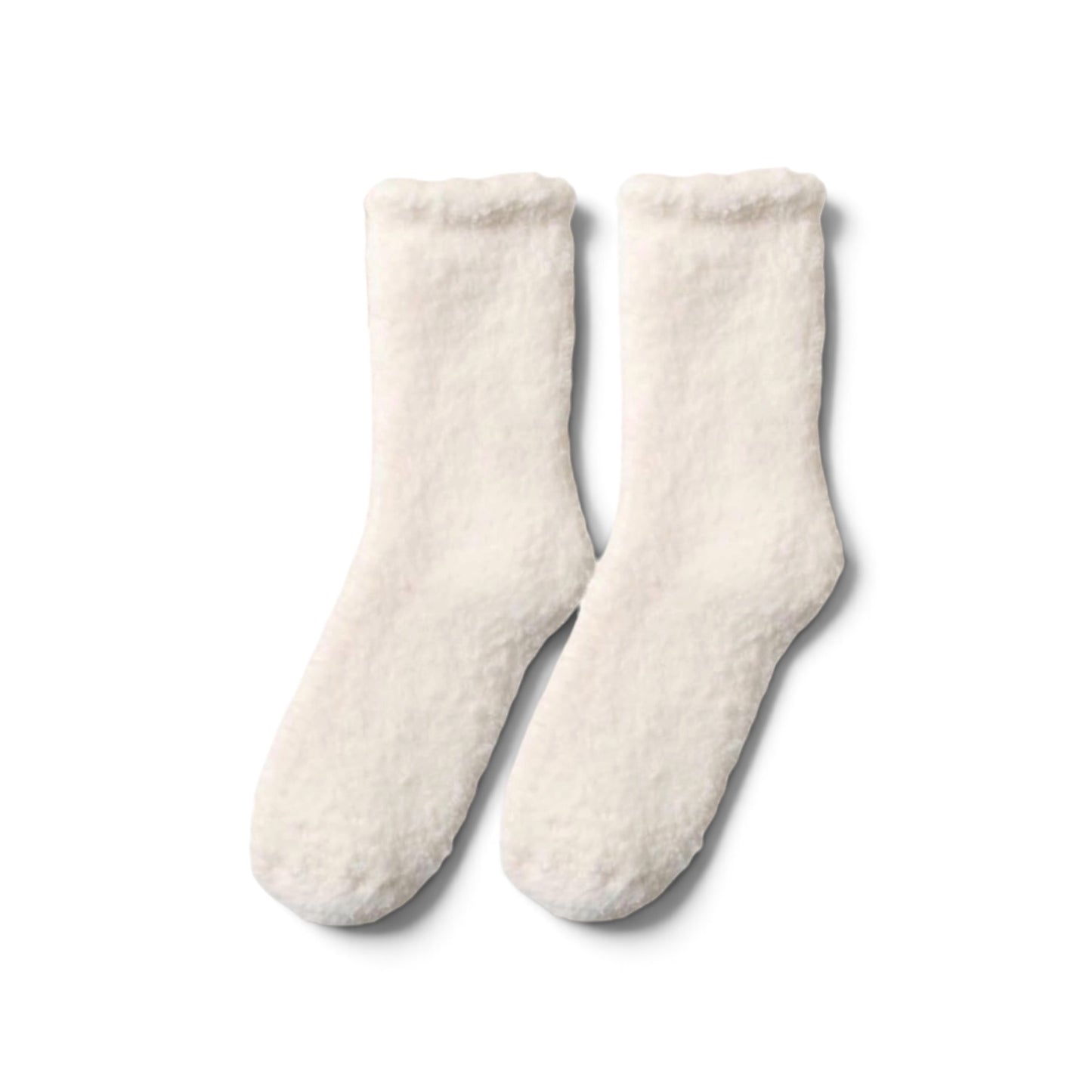 Socks - Woman’s Soft White Fuzzy (1 pair)