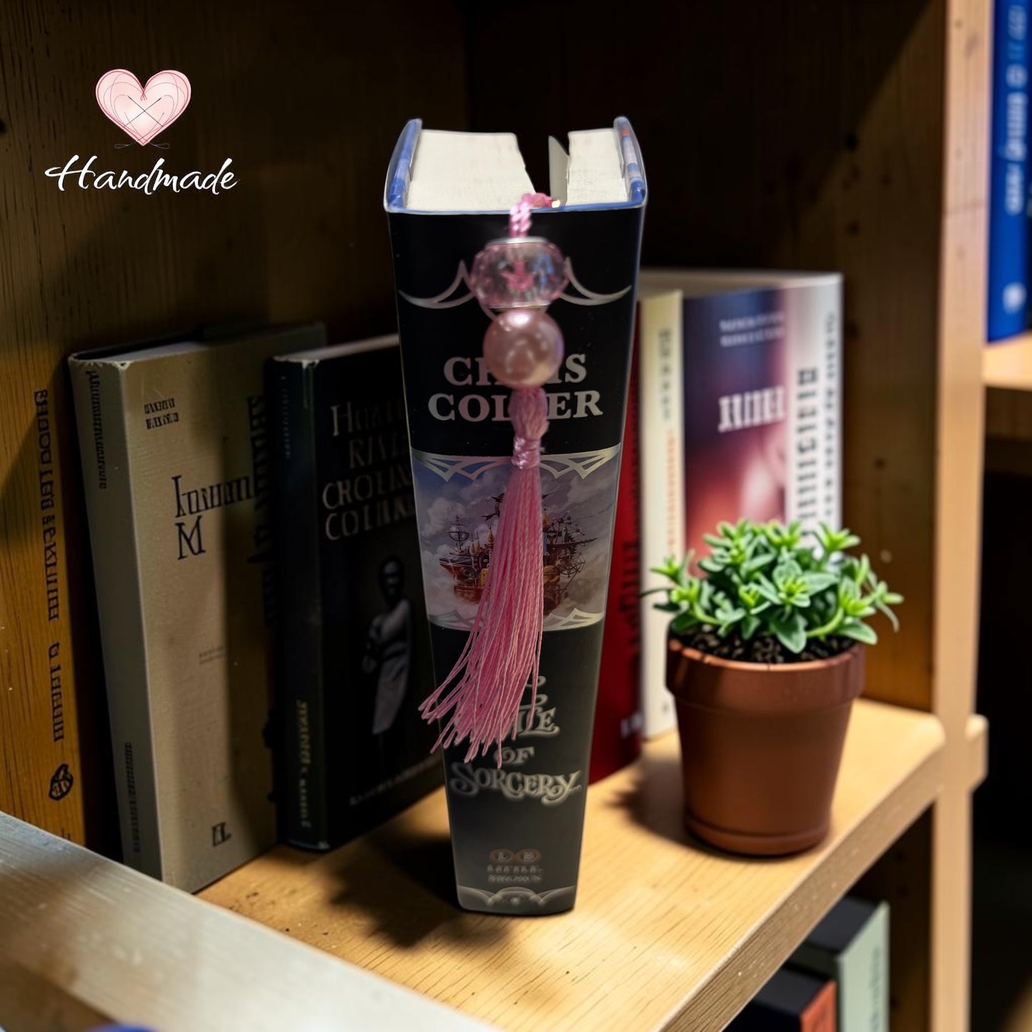 Bookmark - Handmade - Romantic Books & Flowers