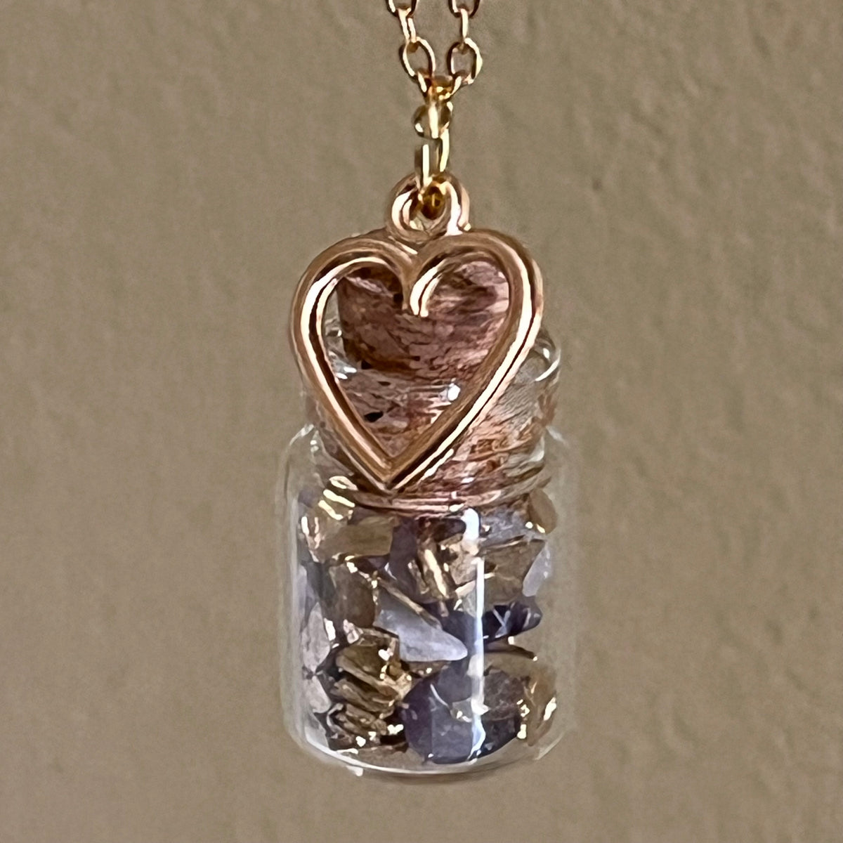 Necklace - Handmade Intention Jar - Protection & Peace (Purple)