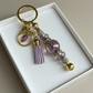 handmade lavender gold glass bead keychain