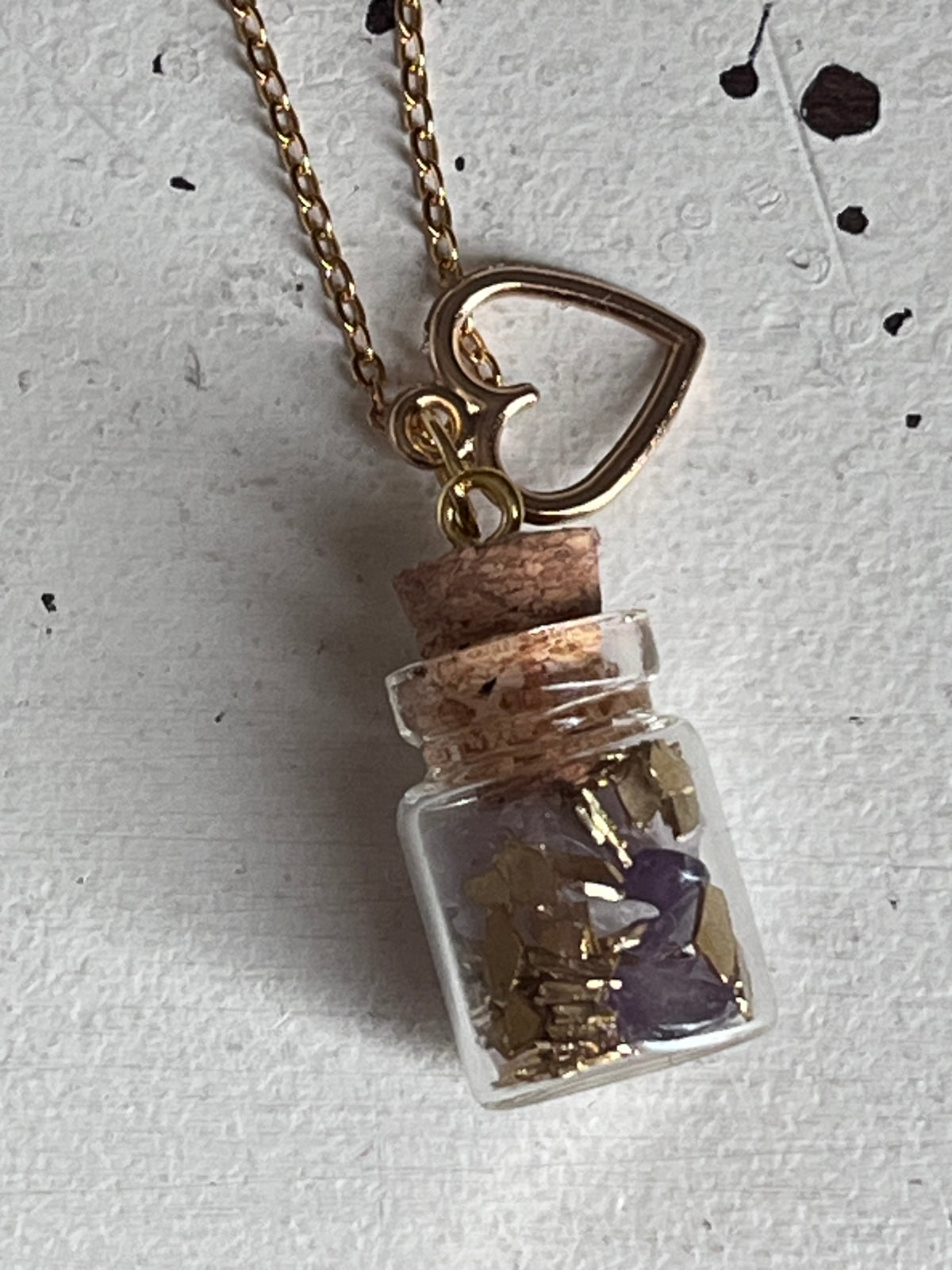 Necklace - Handmade Intention Jar - Protection & Peace (Purple)