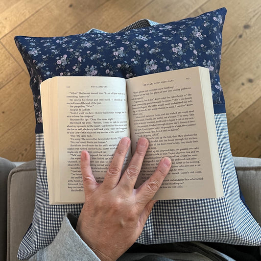 handmade reading Pillow mini floral blue