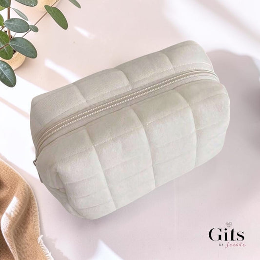 ivory pouch cosmetic bag with zipper