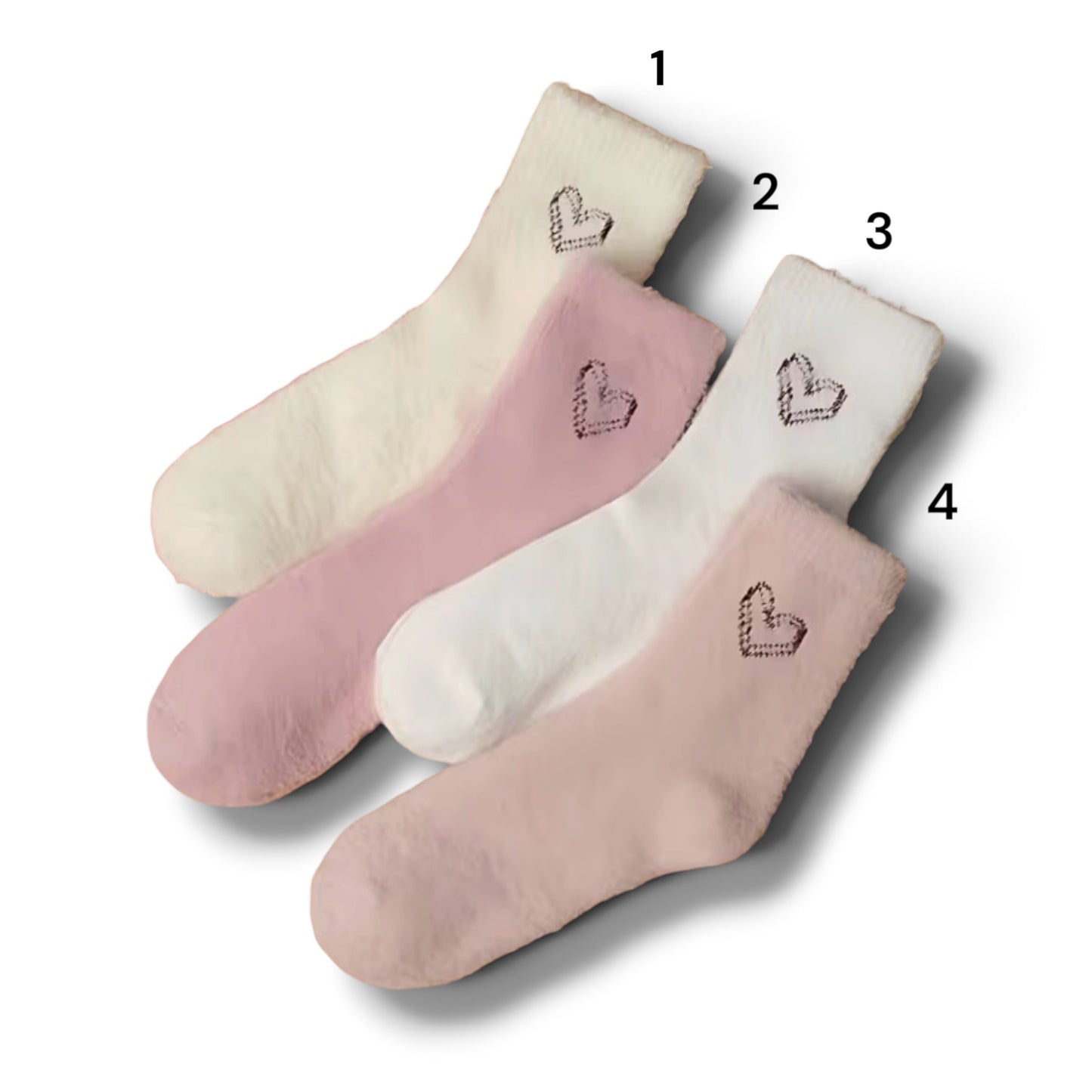 Socks - Woman’s Soft Fuzzy - Embroidered Heart (1 pair)