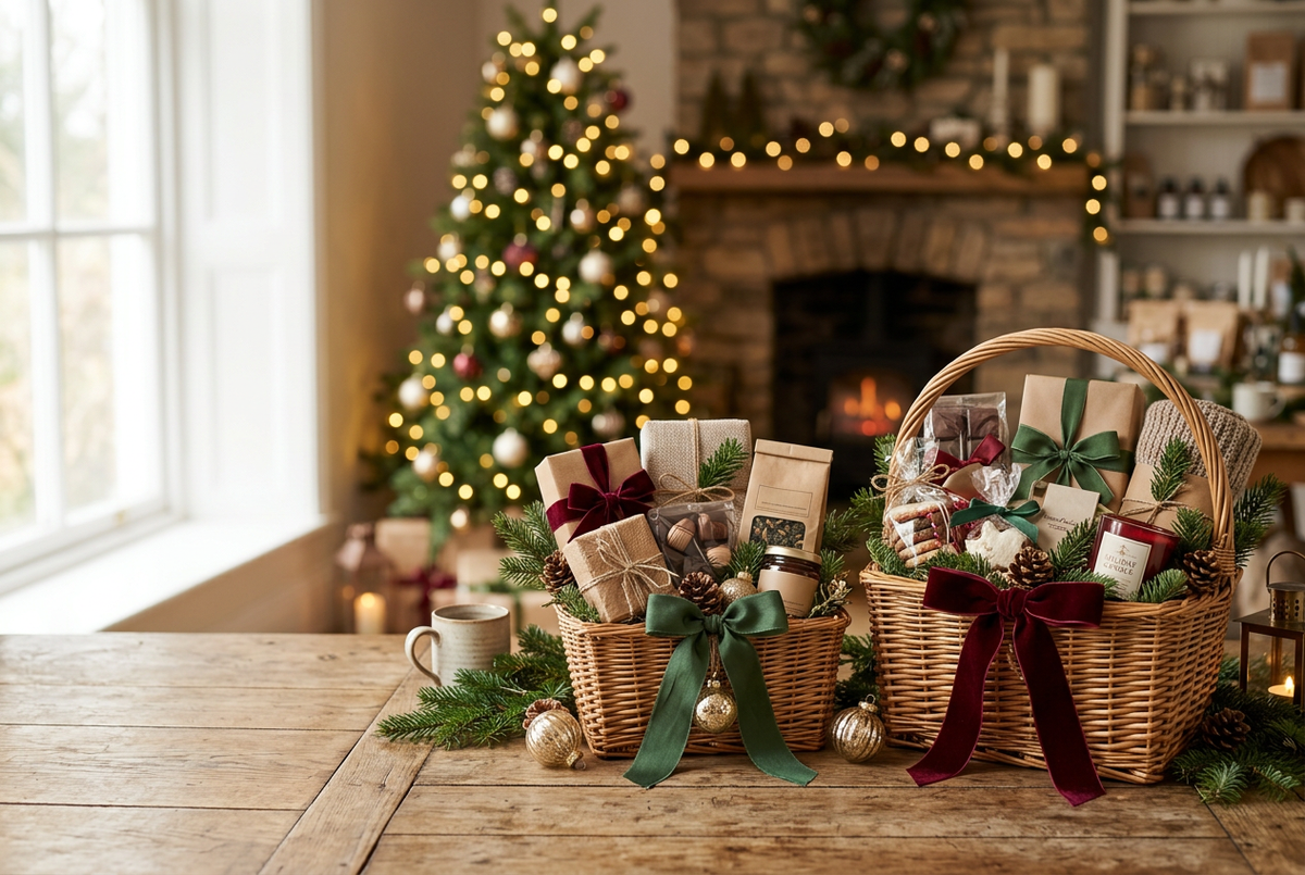 Festive Christmas gift baskets